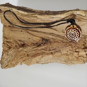 New Puerto Rico Tribal Boriken Taino Sun Faux Bone Pendant Necklace